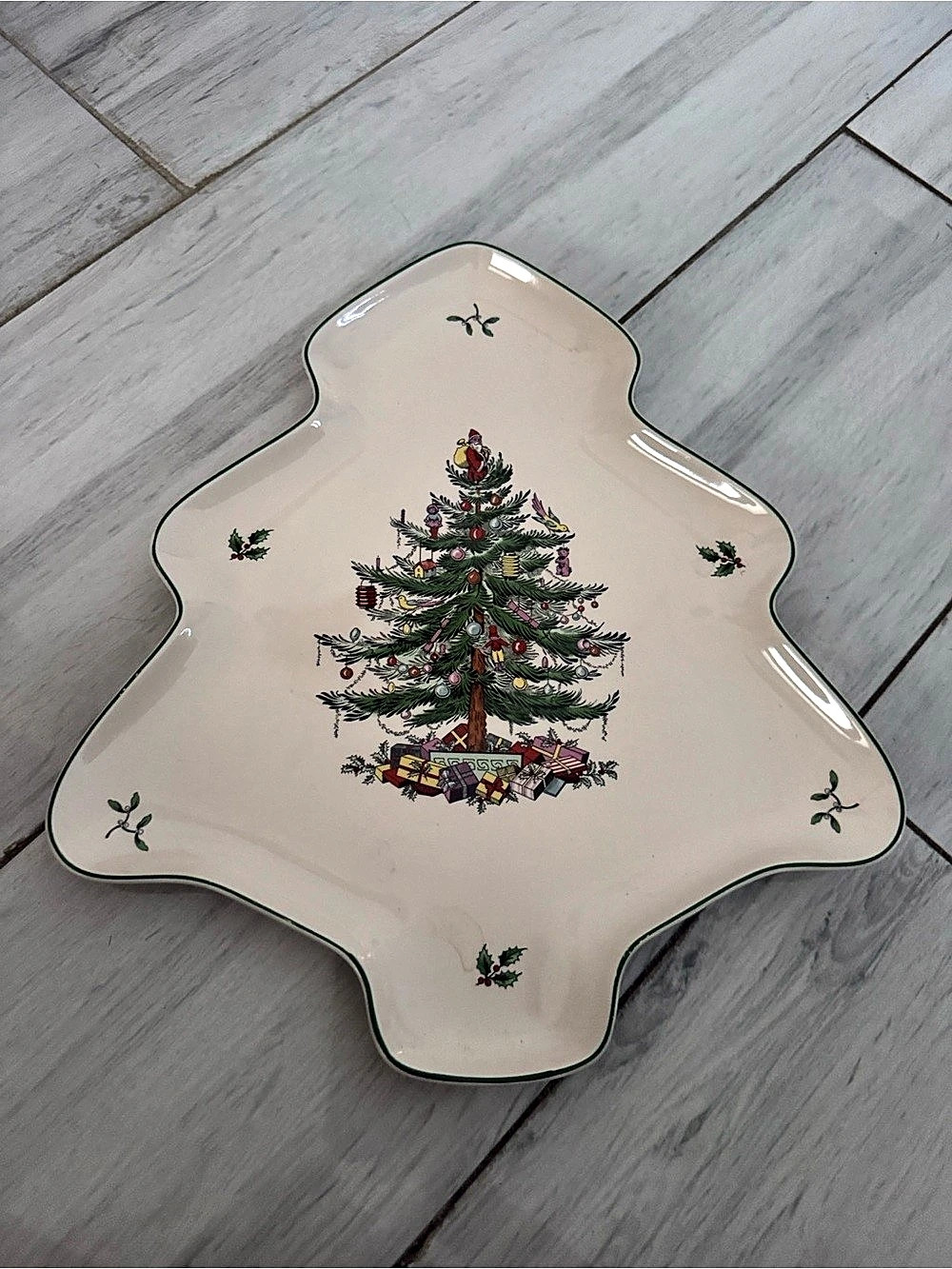 Spode Christmas Tree Holiday Serving Tray Creamy